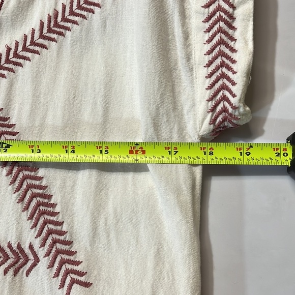 Zara Woman Ivory Linen Cap Sleeve Aztec Embroidered Sheer Mini Dress Size Small - Picture 8 of 9